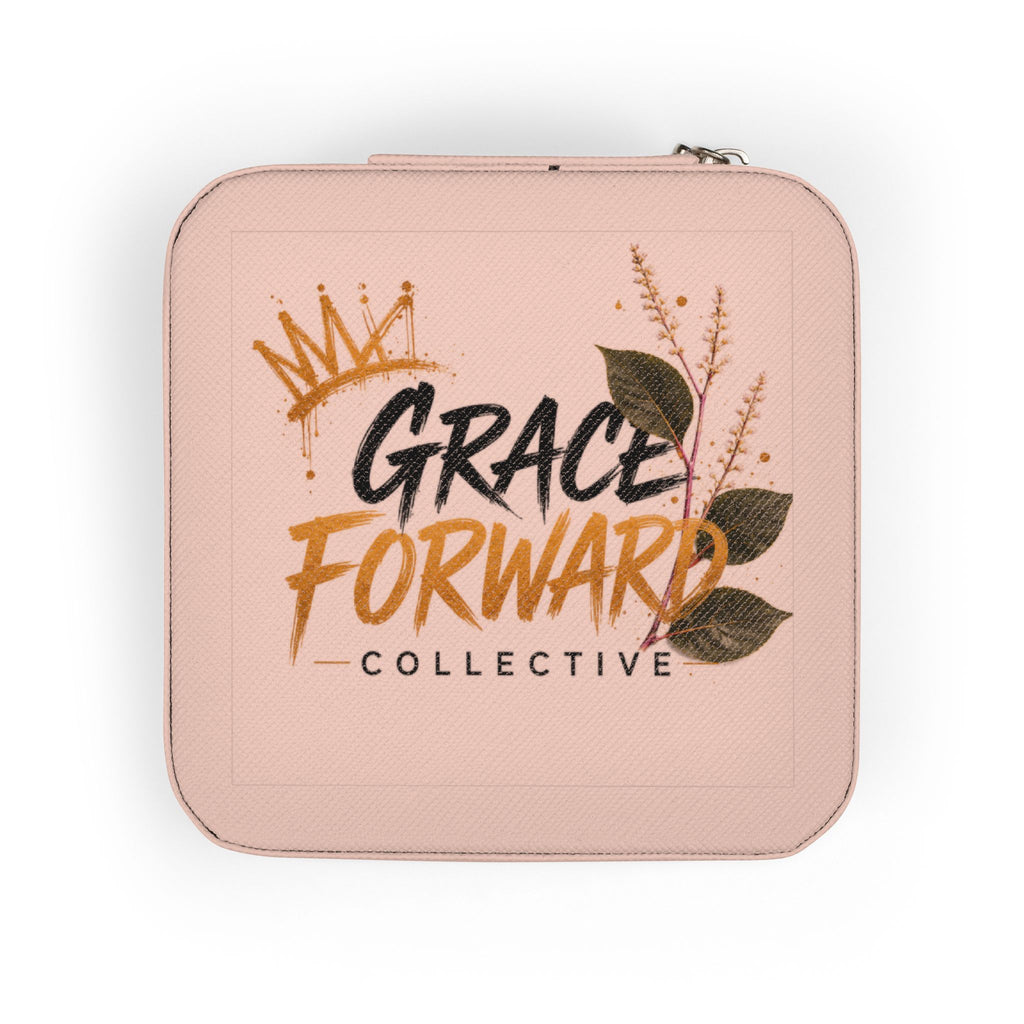 Compact Jewelry Travel Case - 'Grace Forward' Personalized Pink Organizer