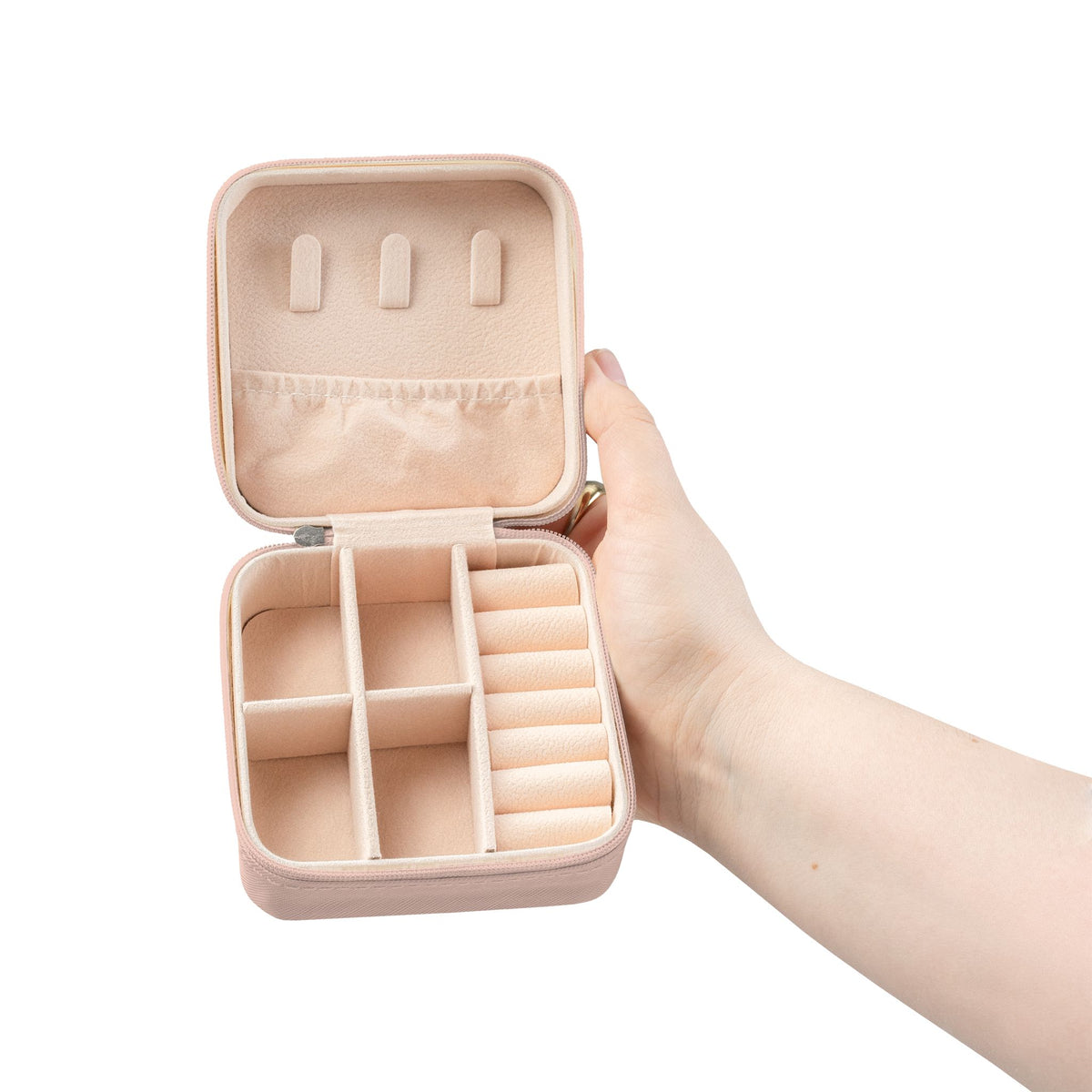 Compact Jewelry Travel Case - 'Grace Forward' Personalized Pink Organizer
