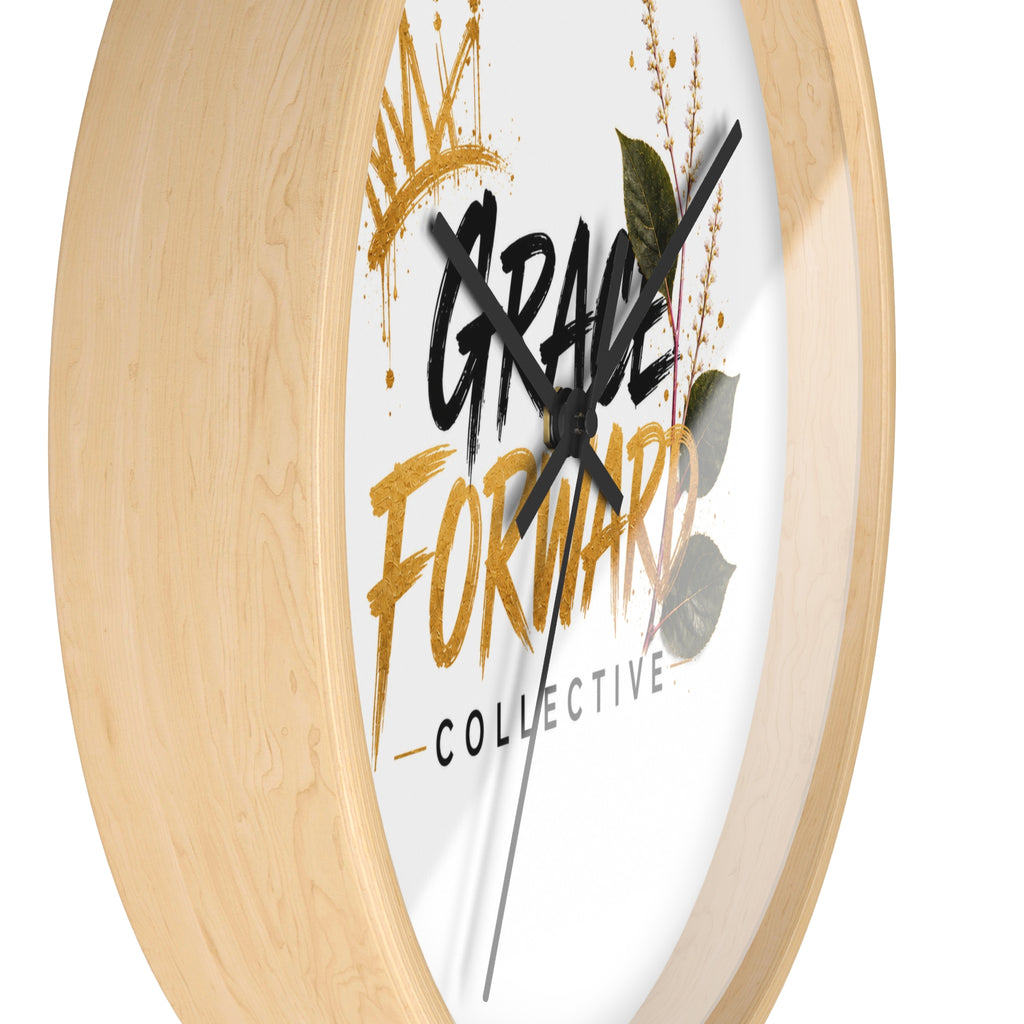 Grace Forward Collective Wall Clock — Inspirational Floral Crown Home Decor
