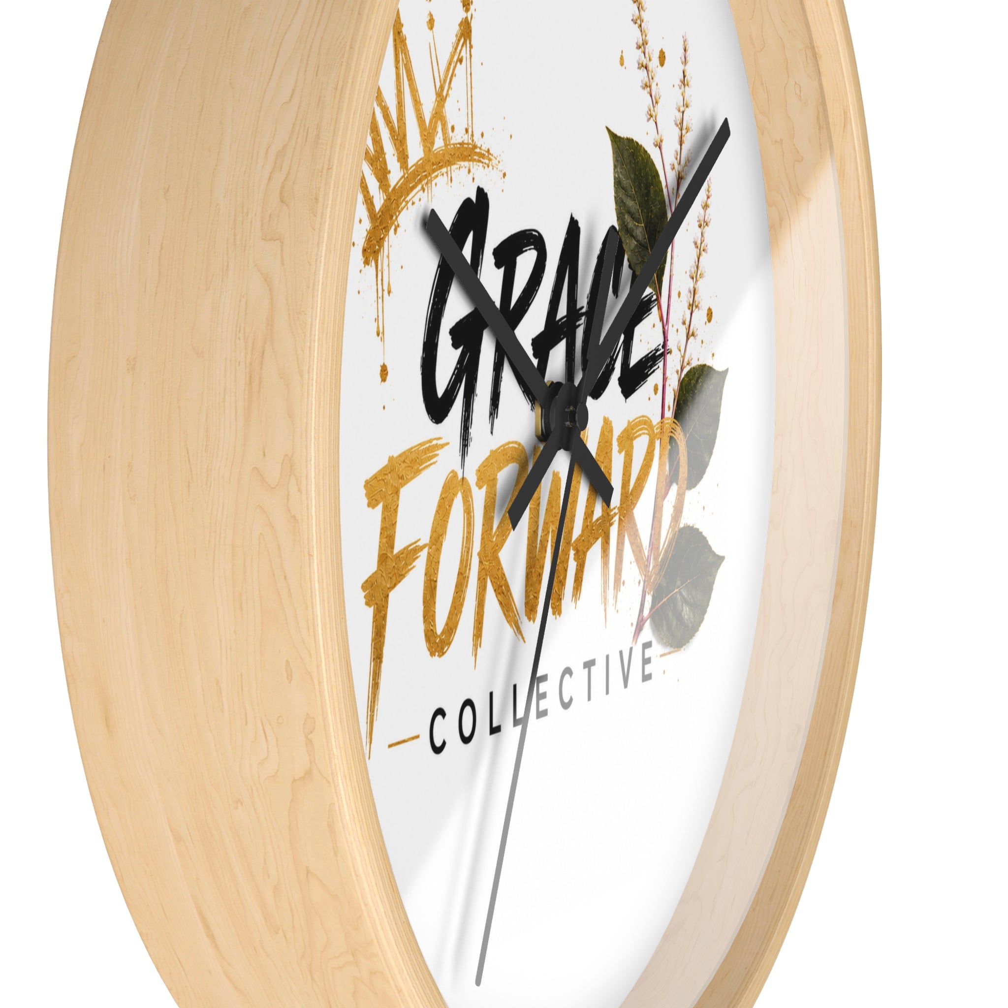Grace Forward Collective Wall Clock — Inspirational Floral Crown Home Decor