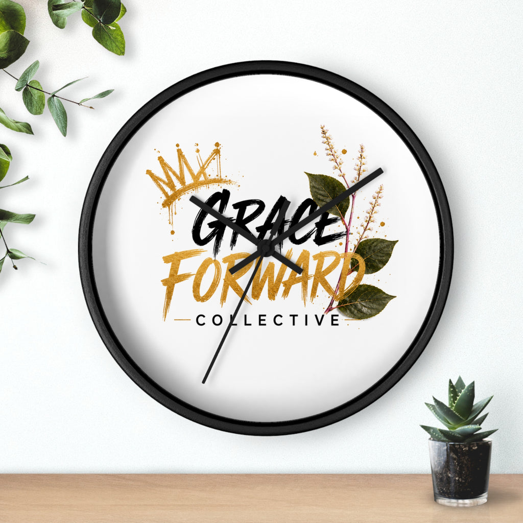 Grace Forward Collective Wall Clock — Inspirational Floral Crown Home Decor