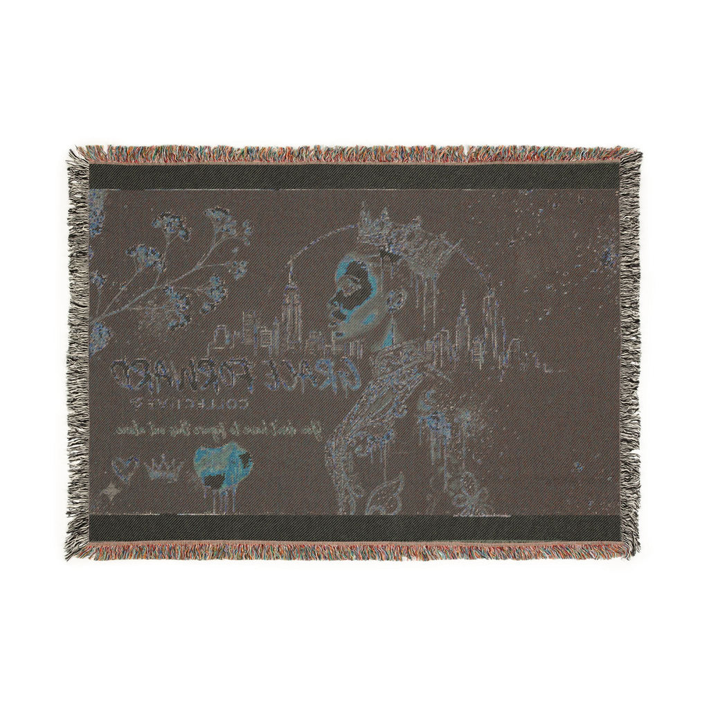 Grace Forward Woven Throw Blanket — Inspirational Black Queen Portrait Design