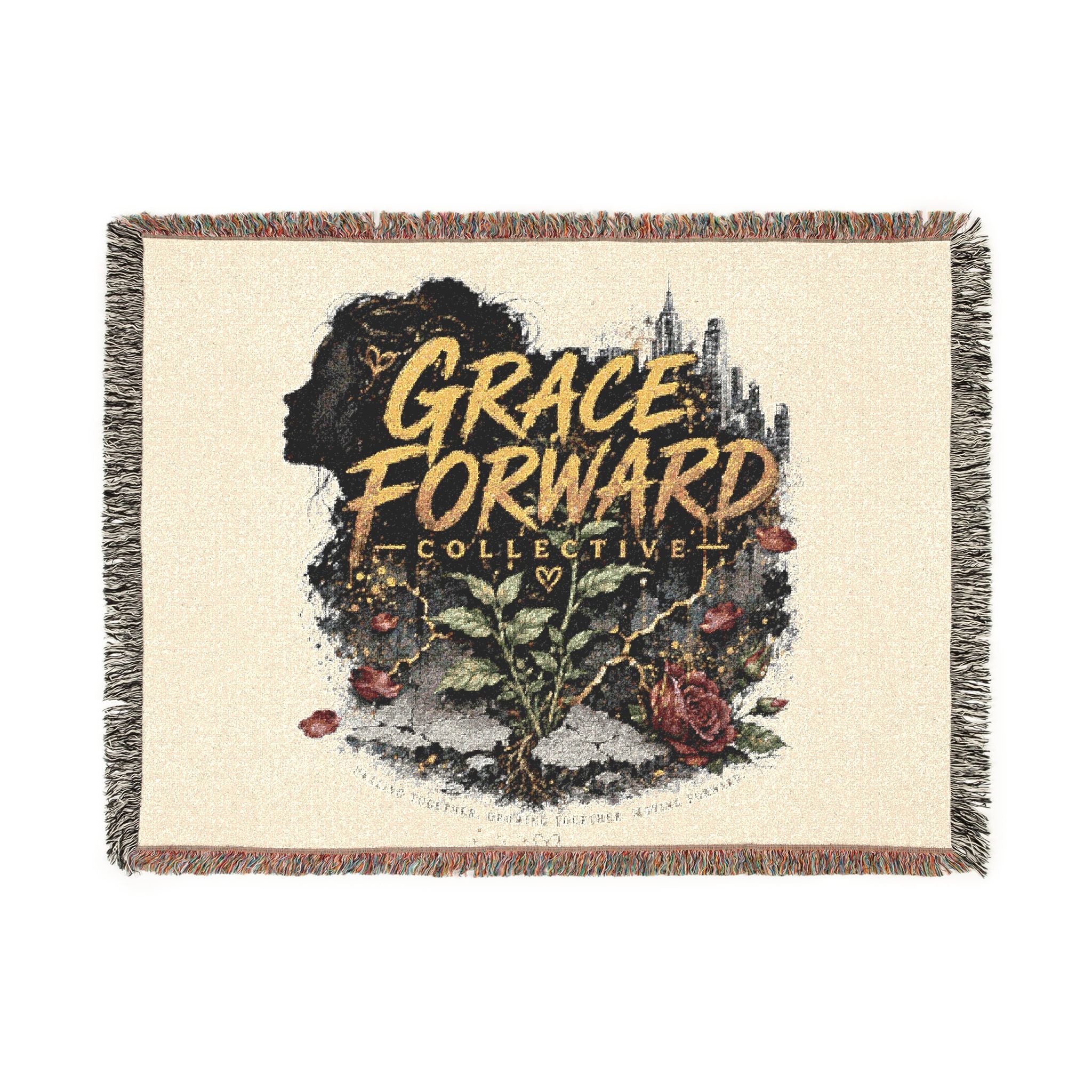 Grace Forward Woven Throw Blanket — Inspirational Floral Tapestry Design