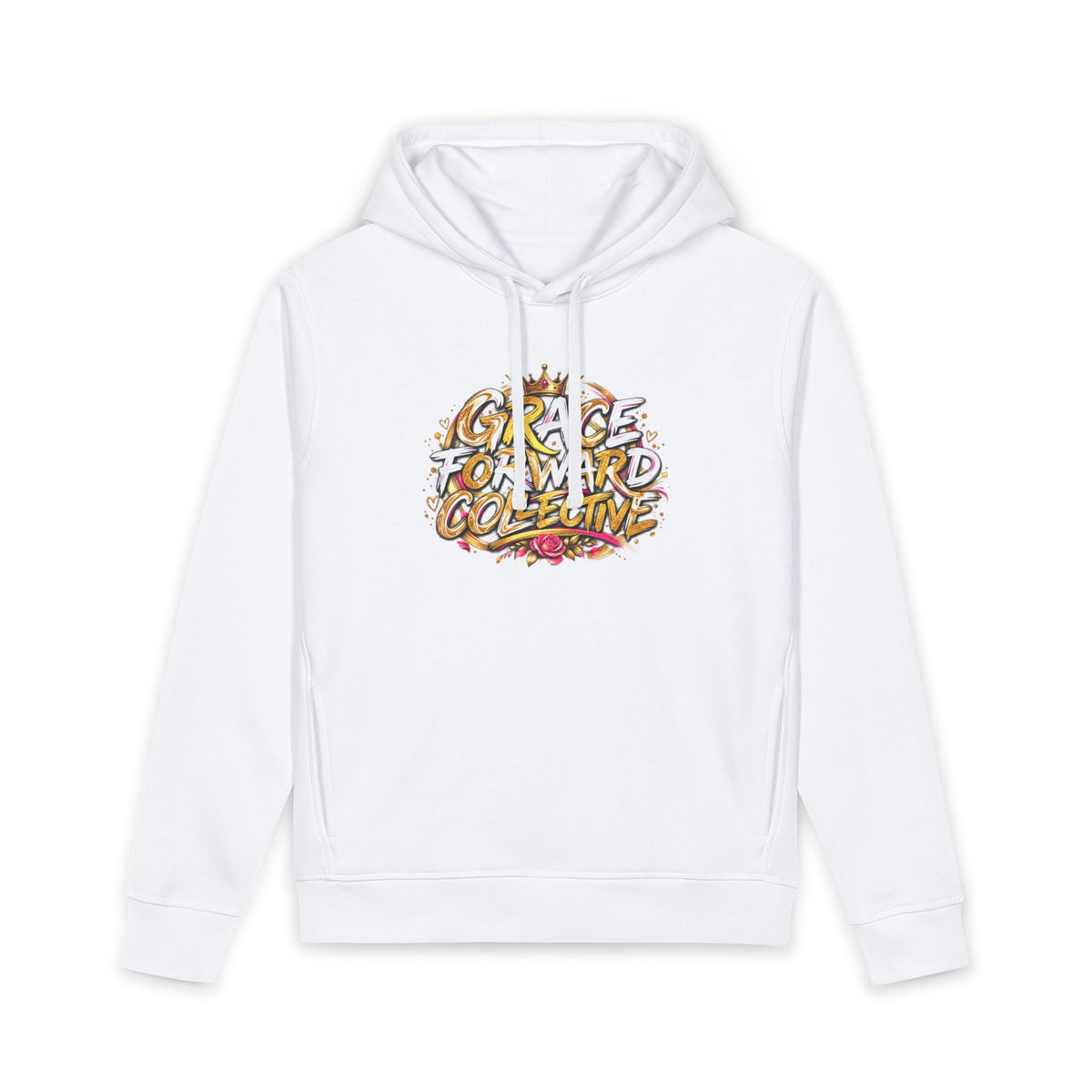 Graze Toward Goldline Hoodie — White Graphic Pullover