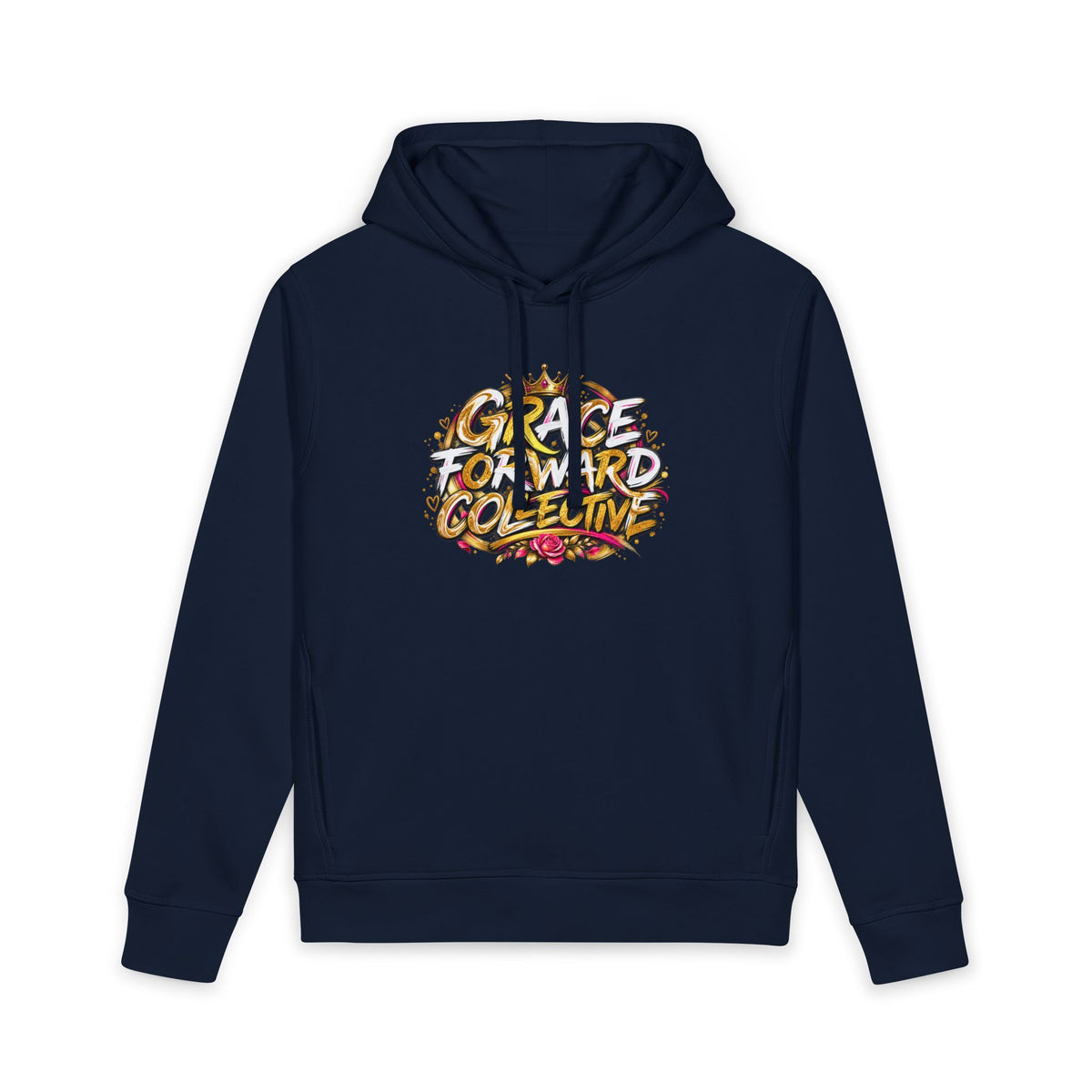 Graze Toward Goldline Hoodie — White Graphic Pullover