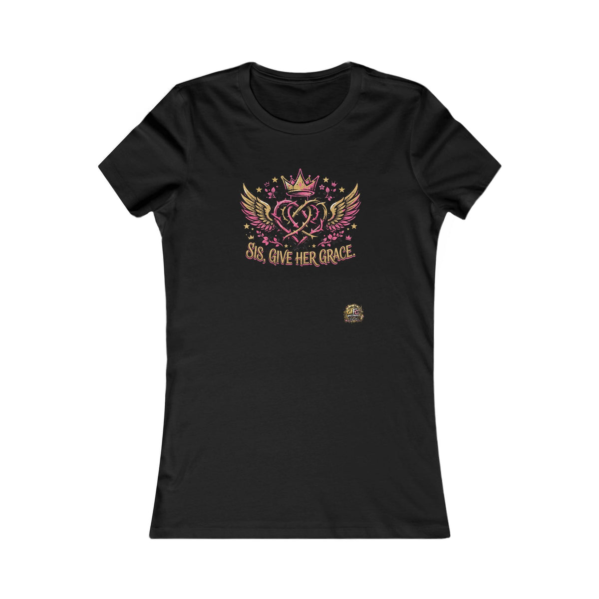 Women’s Graphic Tee — “Sis, Give Her Grace” Winged Heart Design