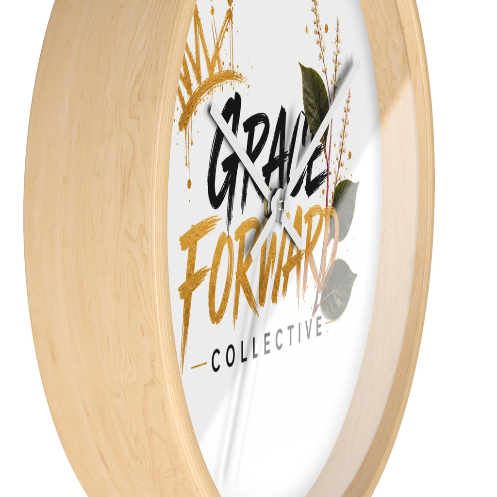Grace Forward Collective Wall Clock — Inspirational Floral Crown Home Decor