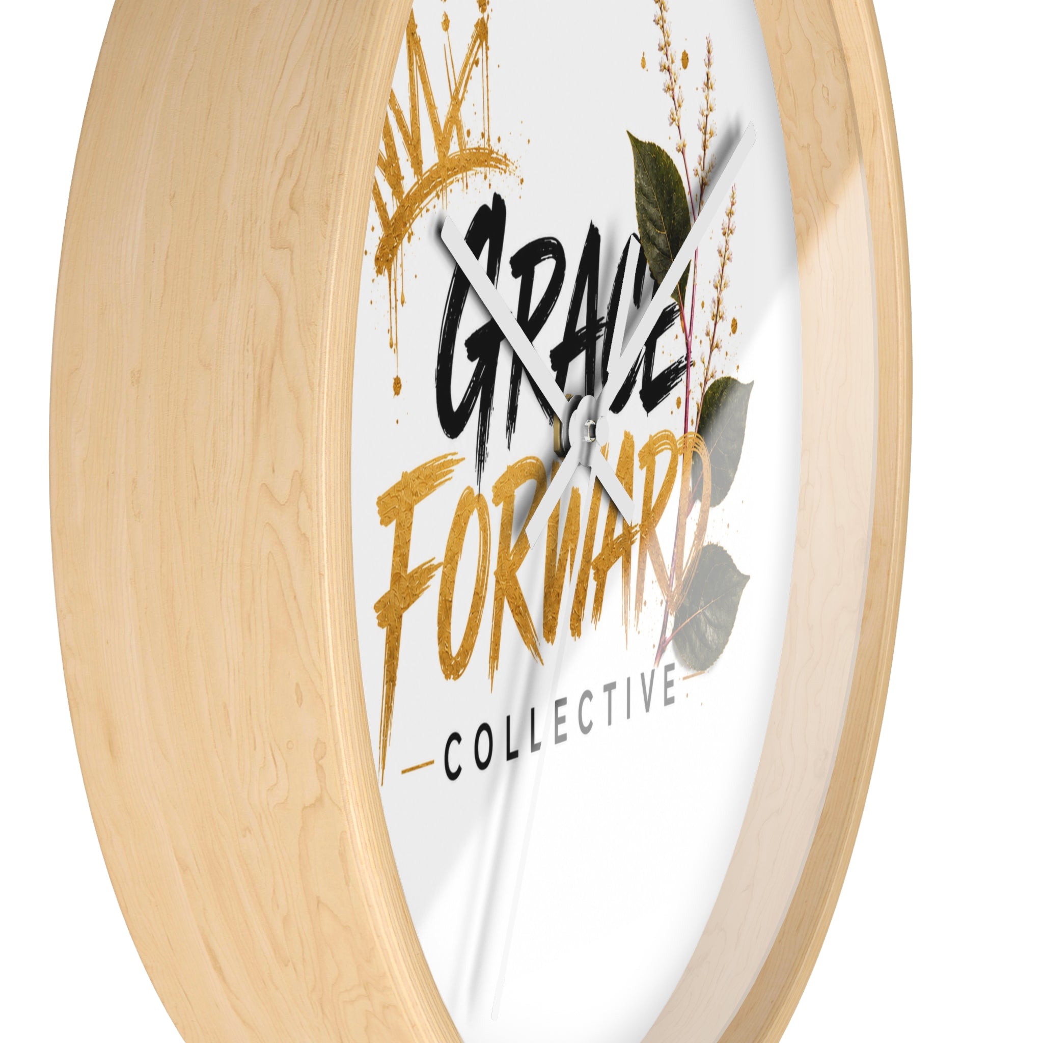 Grace Forward Collective Wall Clock — Inspirational Floral Crown Home Decor