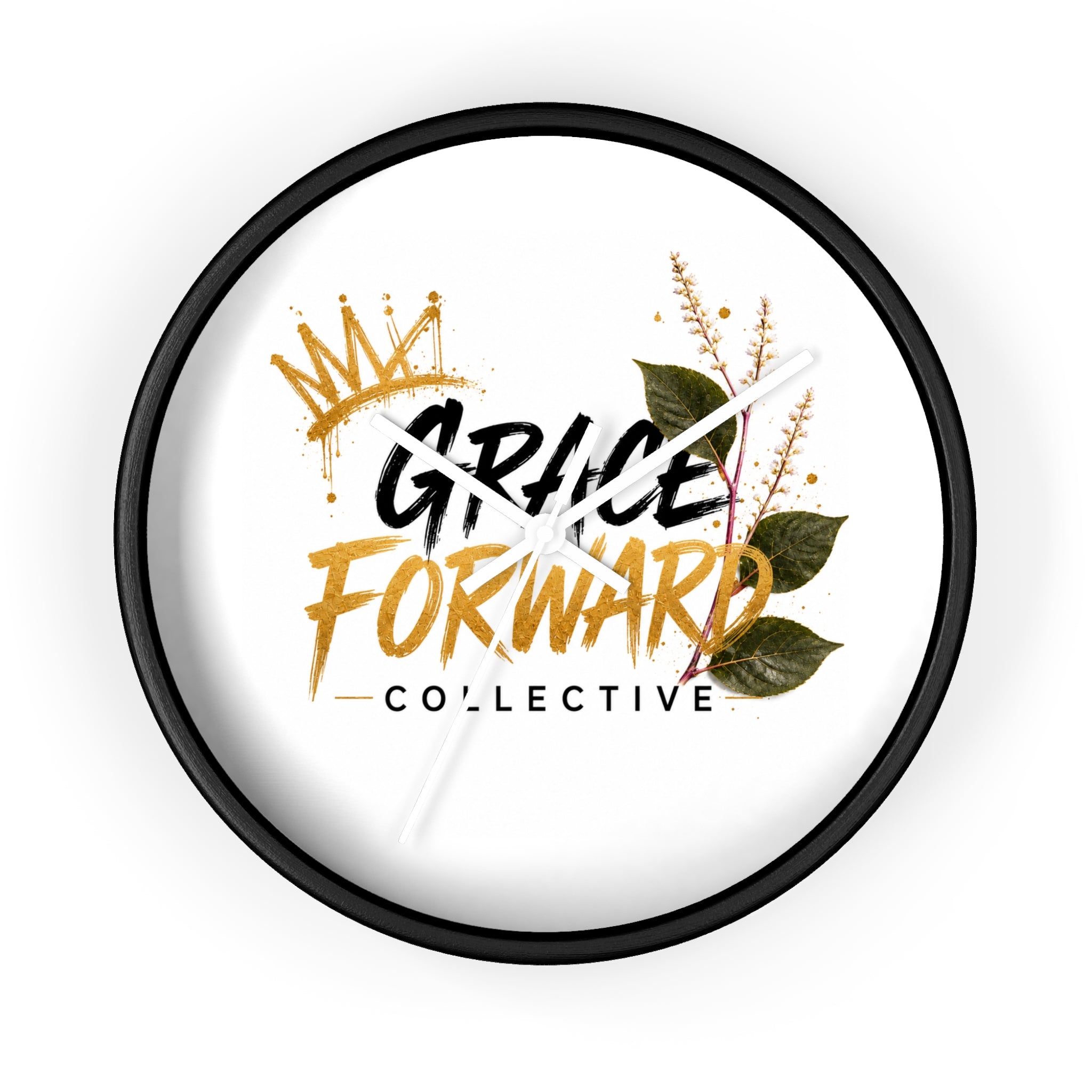 Grace Forward Collective Wall Clock — Inspirational Floral Crown Home Decor