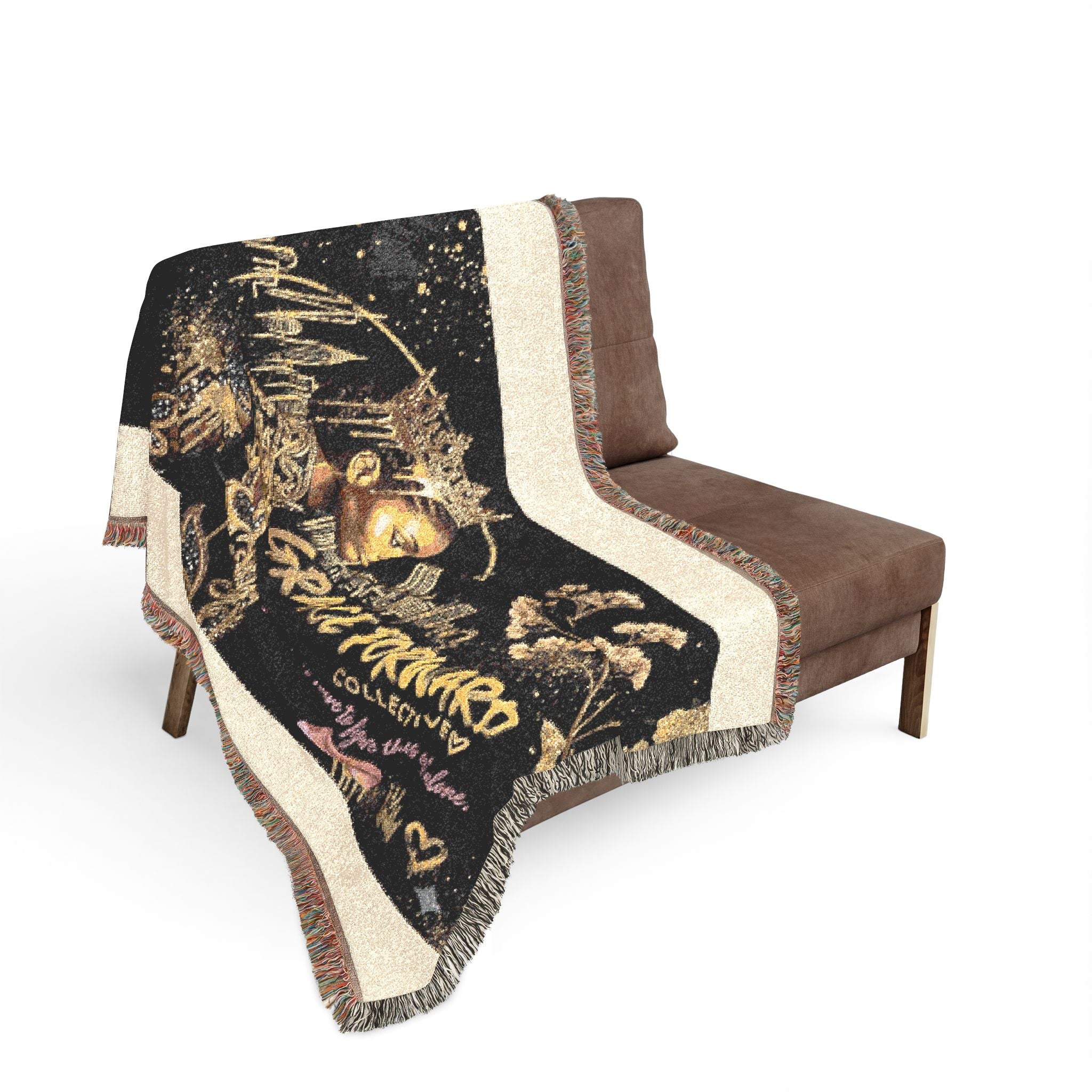 Grace Forward Woven Throw Blanket — Inspirational Black Queen Portrait Design