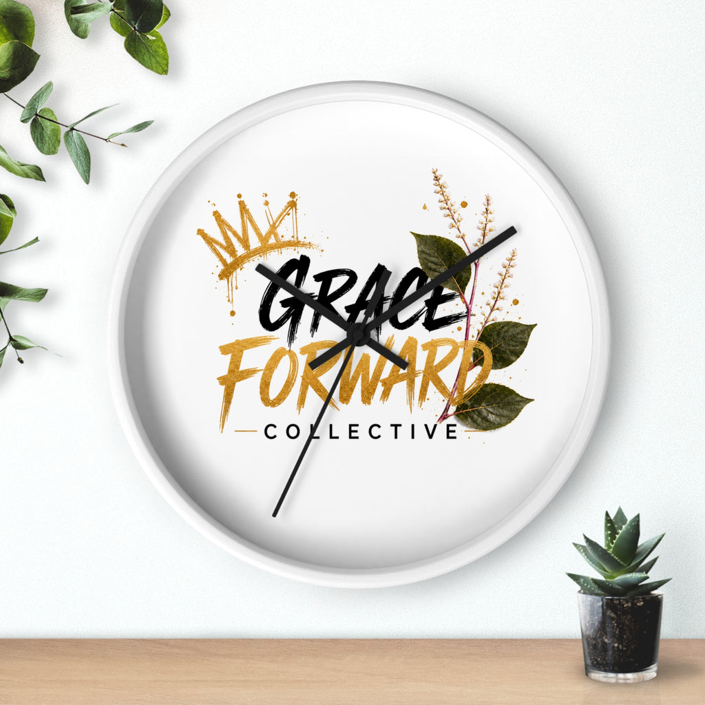 Grace Forward Collective Wall Clock — Inspirational Floral Crown Home Decor