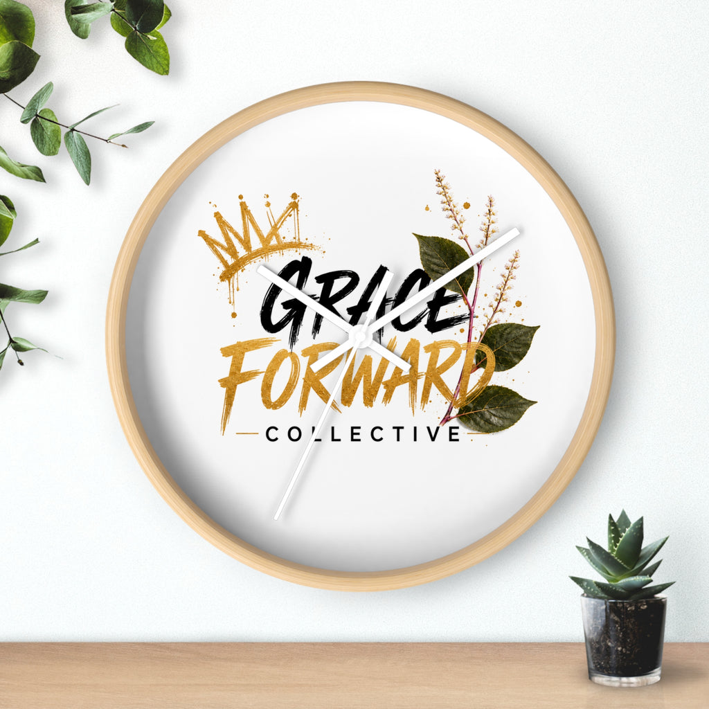Grace Forward Collective Wall Clock — Inspirational Floral Crown Home Decor