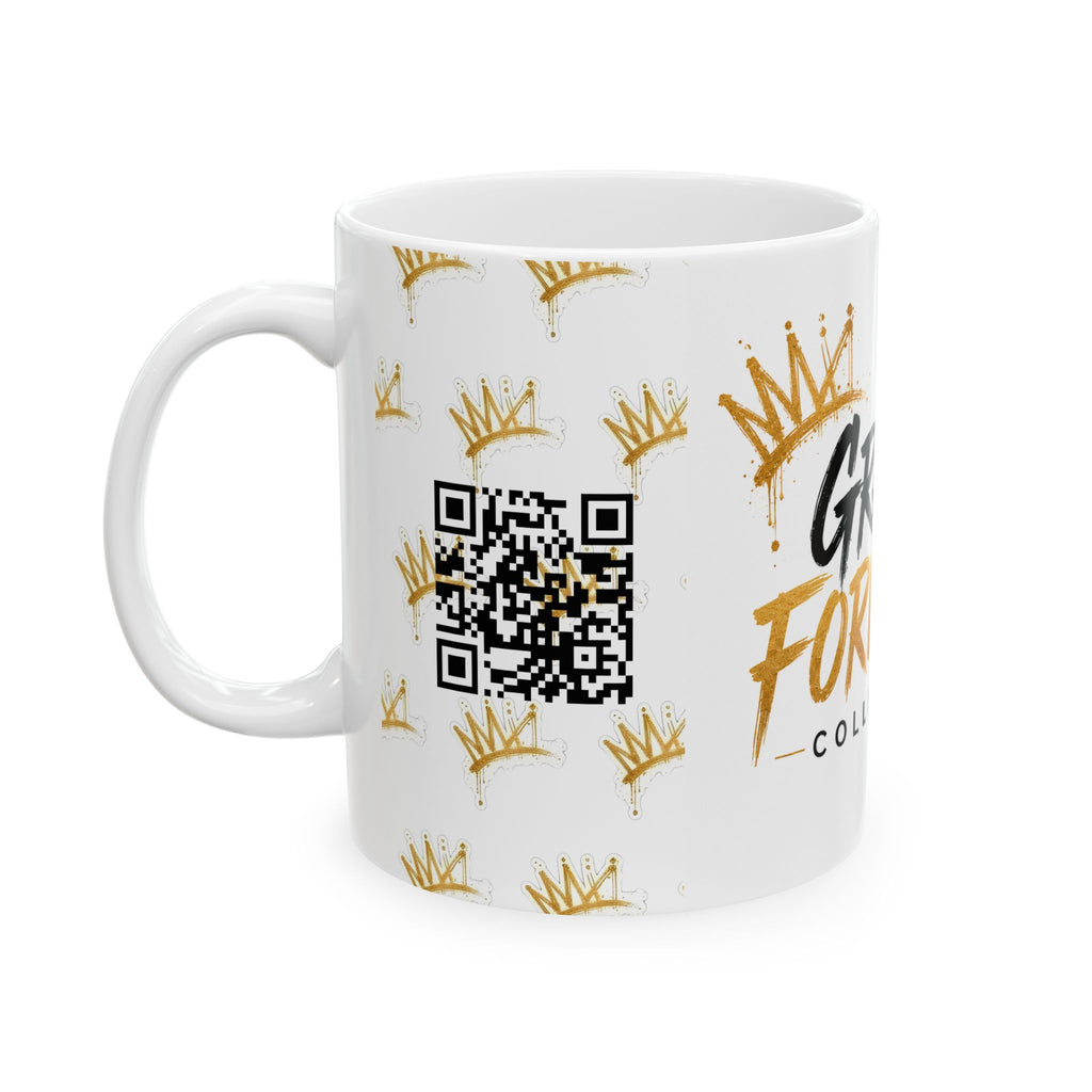 Grace Forward Collective Ceramic Mug - Inspirational Coffee Cup with Crown & Leaf Design (11oz, 15oz)