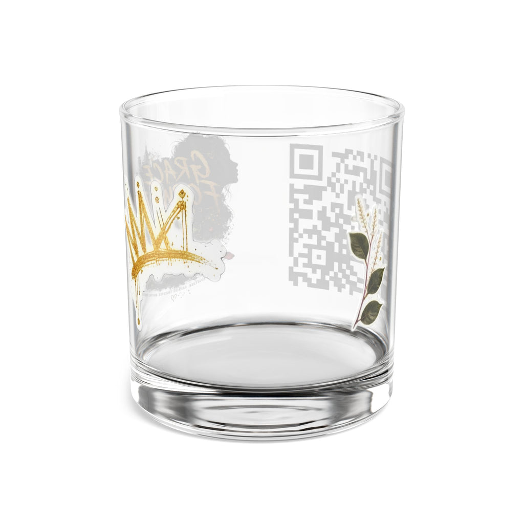 10oz Rocks Glass — 'Grace Forward' Floral Whiskey Glass with Gold Crown