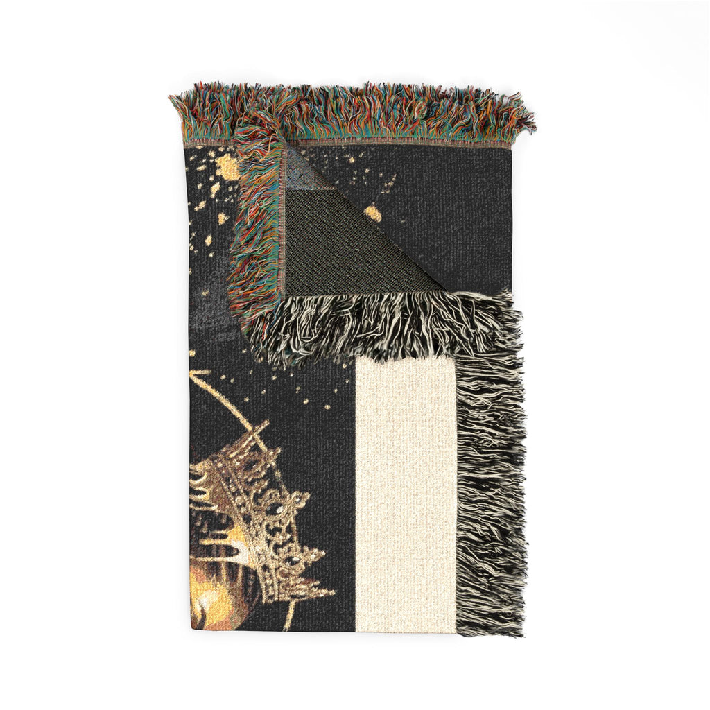 Grace Forward Woven Throw Blanket — Inspirational Black Queen Portrait Design
