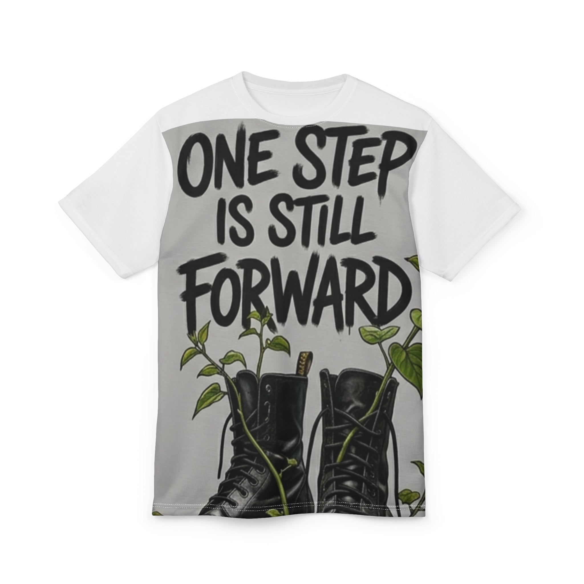 One Step Is Still Forward Tee — Motivational Boot Graphic T‑Shirt