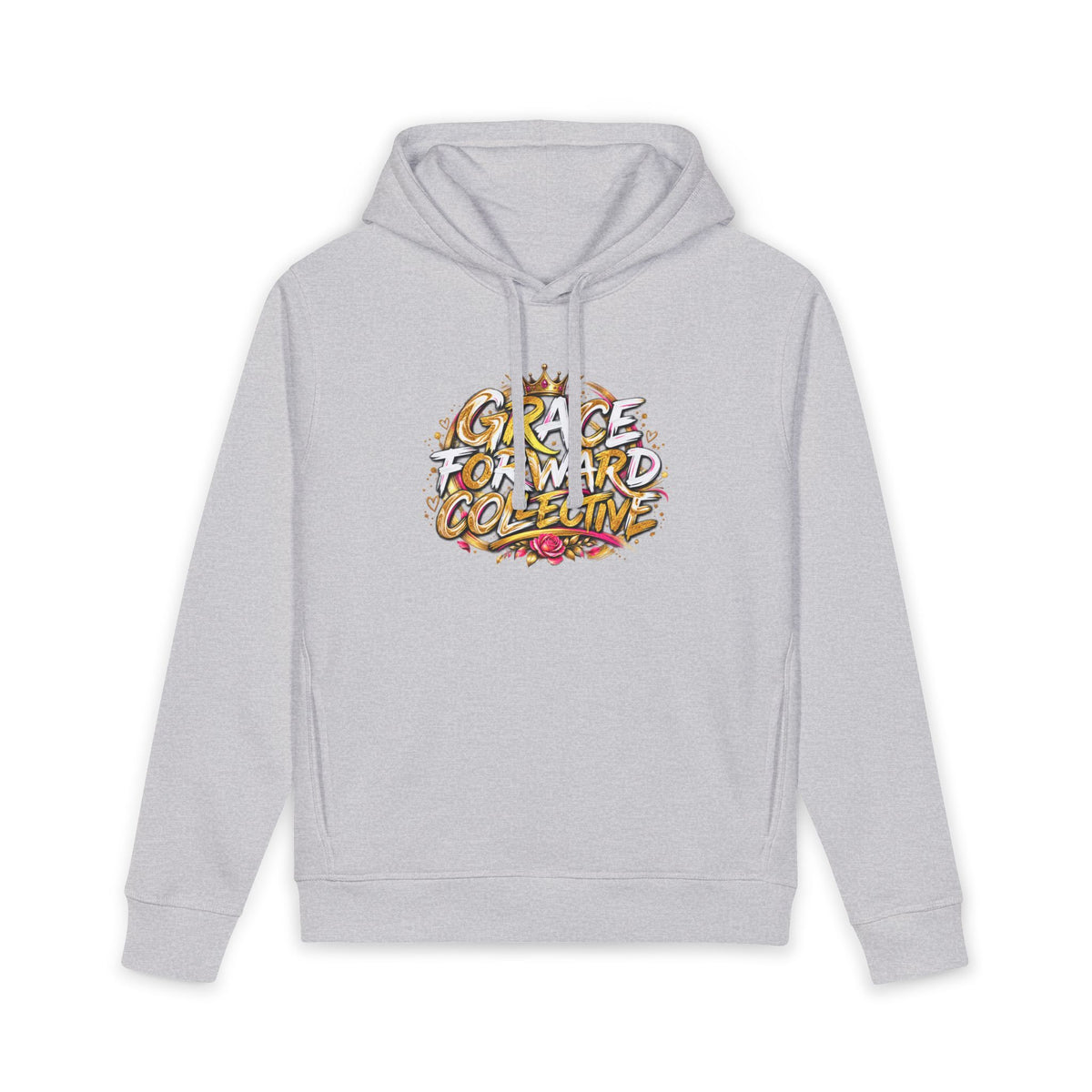 Graze Toward Goldline Hoodie — White Graphic Pullover