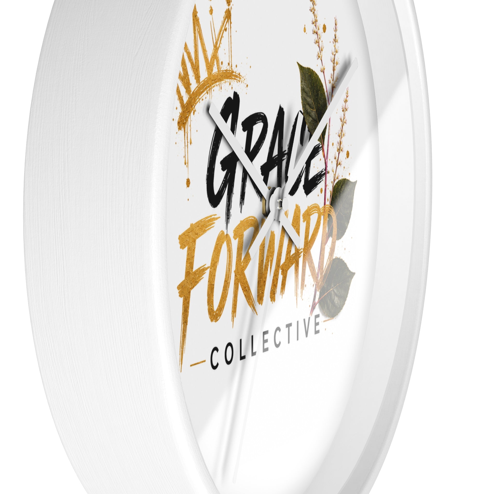 Grace Forward Collective Wall Clock — Inspirational Floral Crown Home Decor