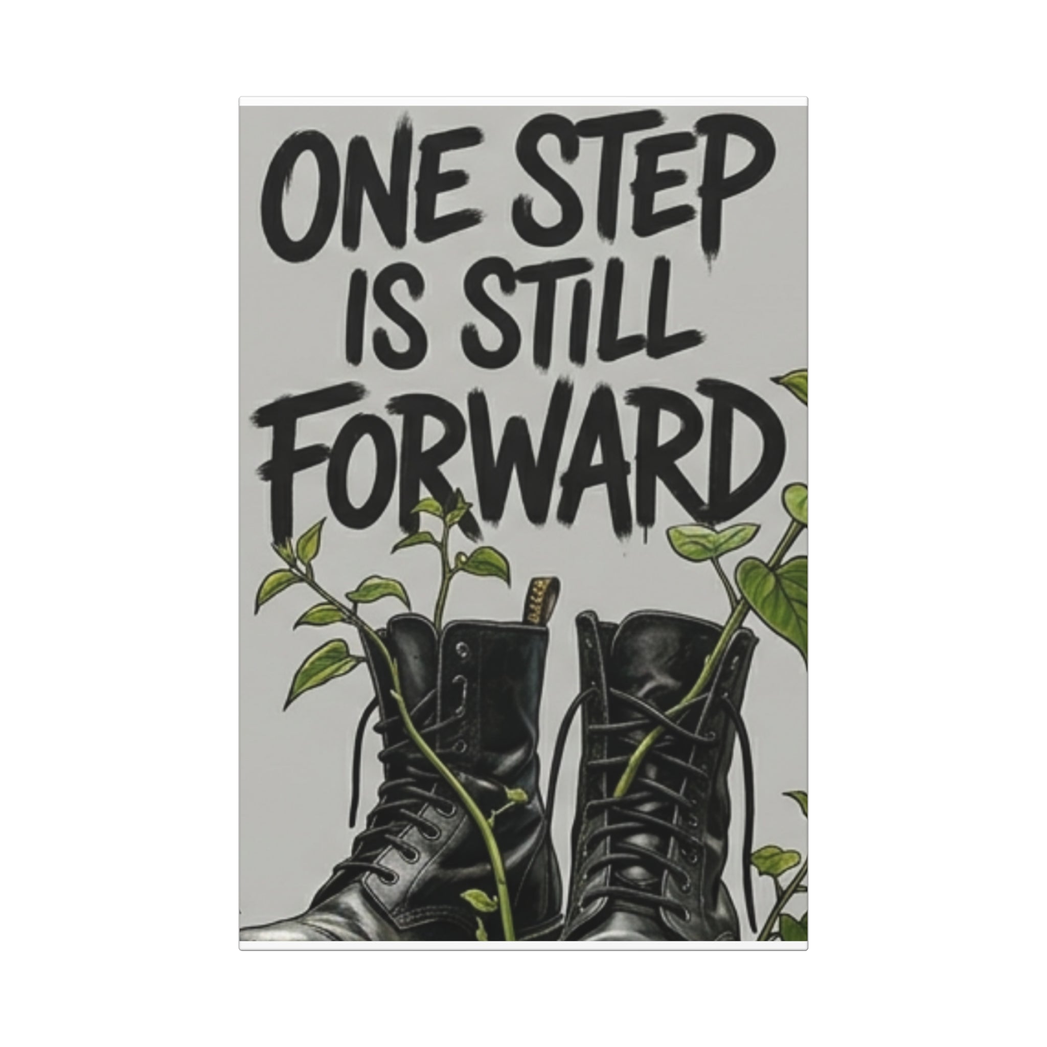 Canvas Art: "One Step Is Still Forward" Inspirational Boot Print