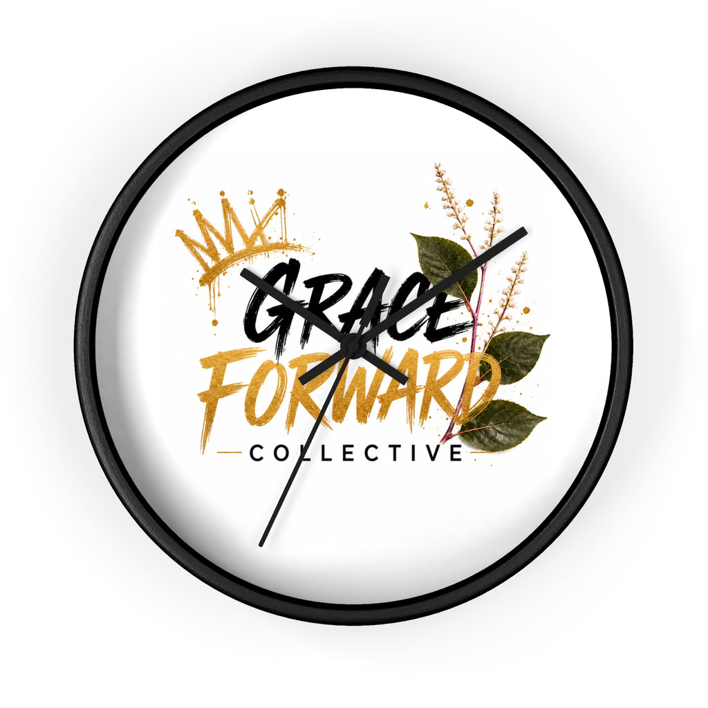 Grace Forward Collective Wall Clock — Inspirational Floral Crown Home Decor