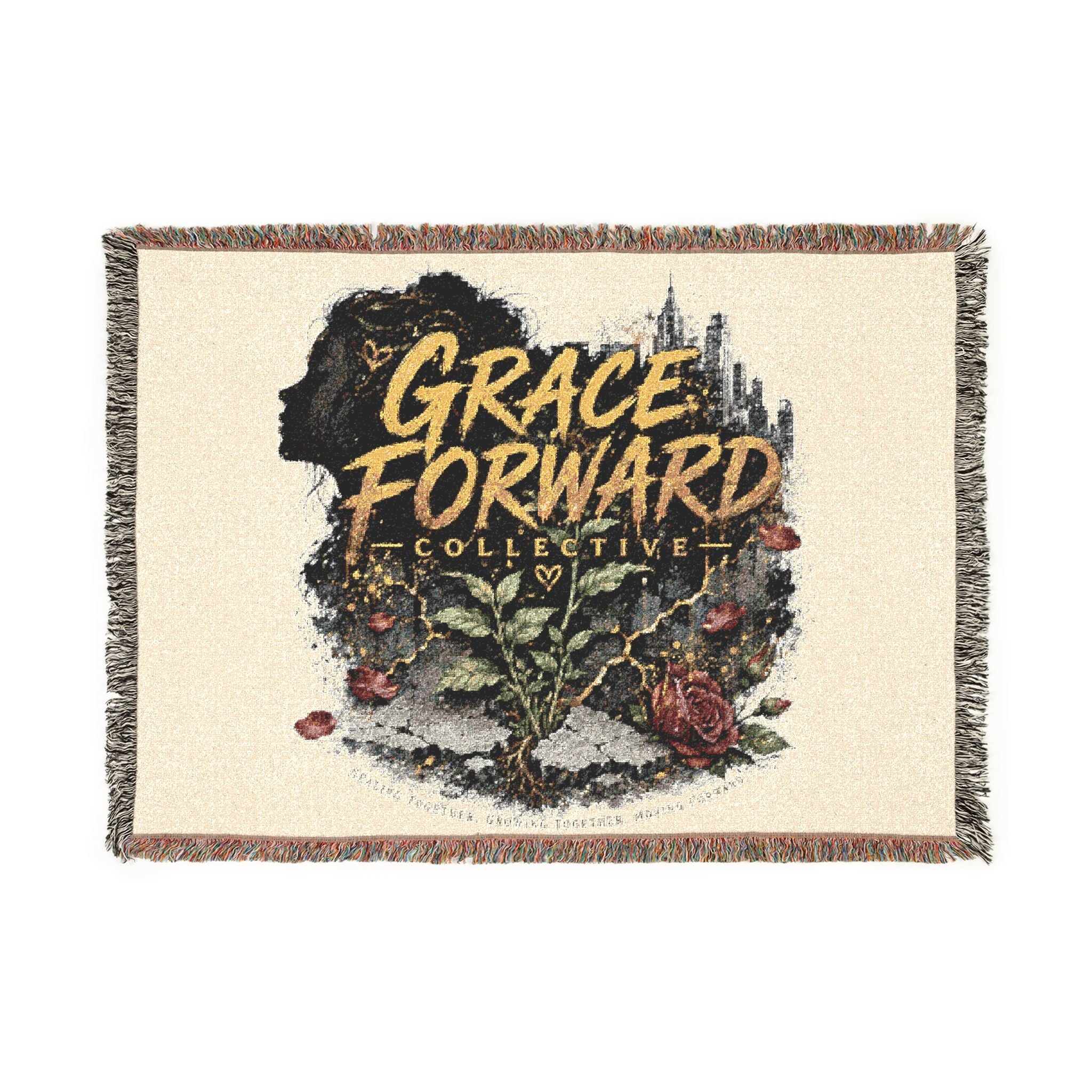 Grace Forward Woven Throw Blanket — Inspirational Floral Tapestry Design
