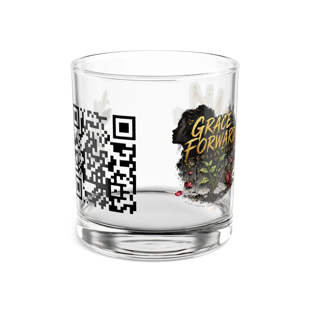 10oz Rocks Glass — 'Grace Forward' Floral Whiskey Glass with Gold Crown
