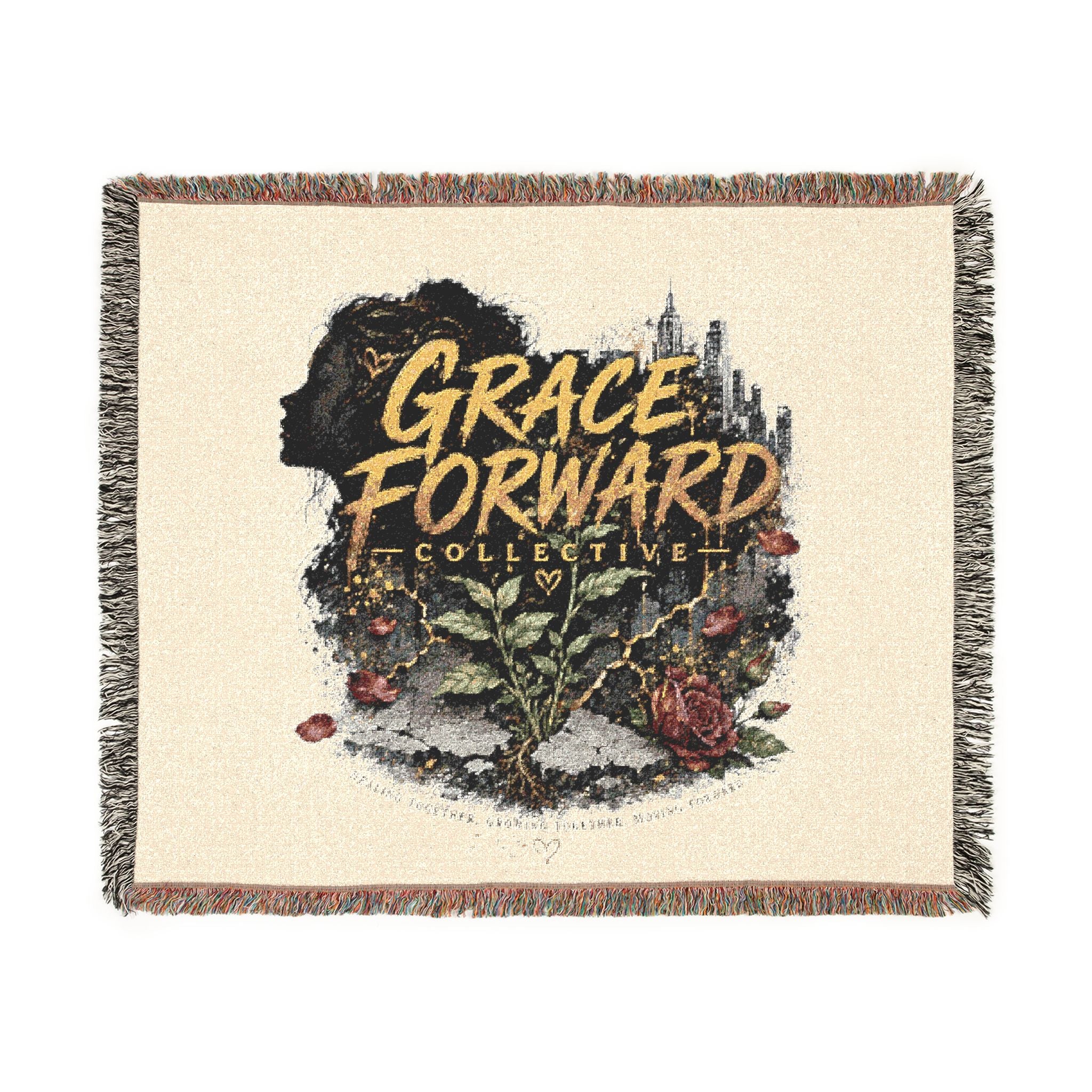 Grace Forward Woven Throw Blanket — Inspirational Floral Tapestry Design